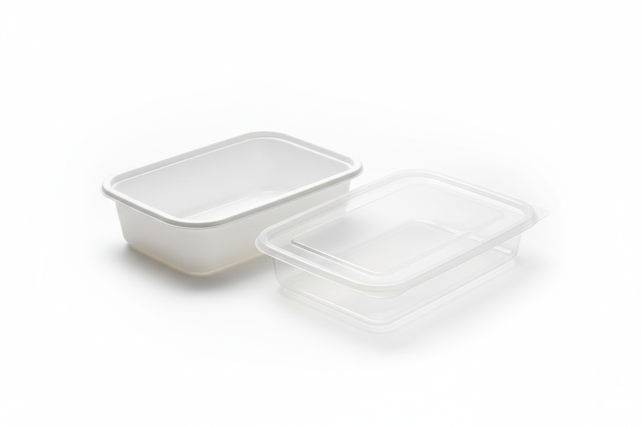 24oz Rectangle Container Set w/Lid White, Case 150 - 31.79