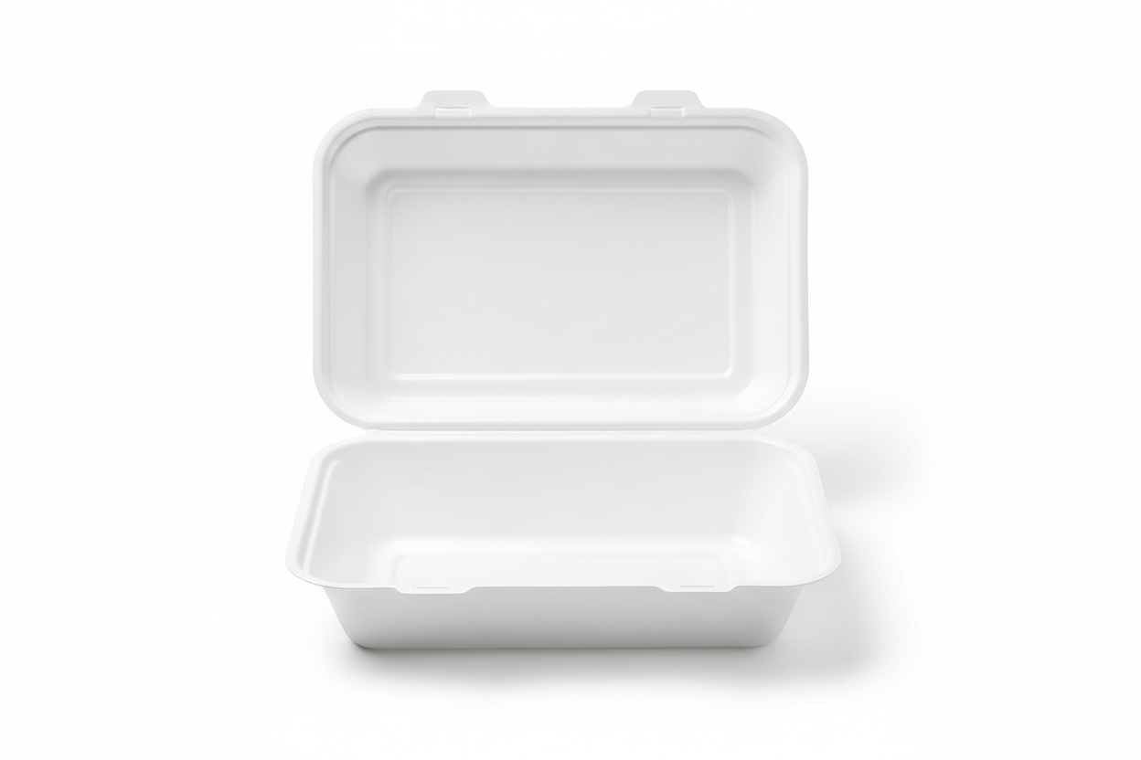 9x6x3 Bagasse Clamshell Container, Case 2x125 - 31.79