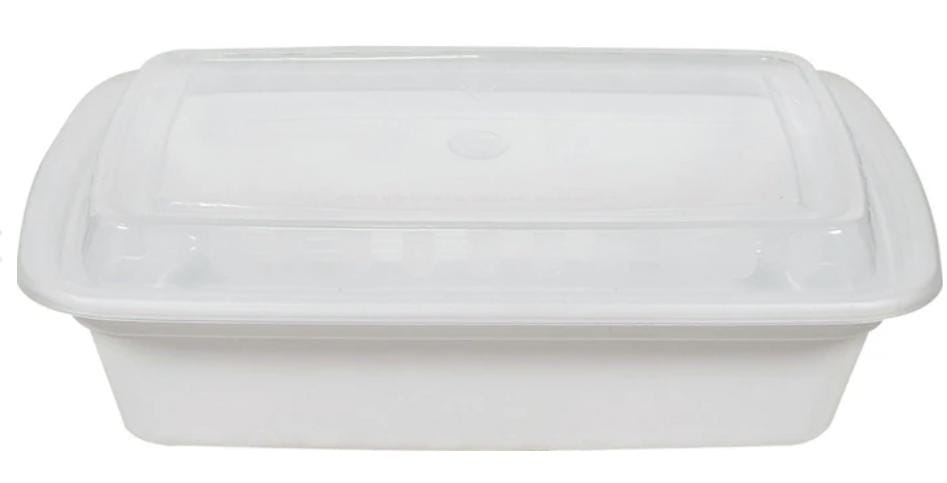 28oz Rectangle White Plastic Container - Case of 150 - 32.99