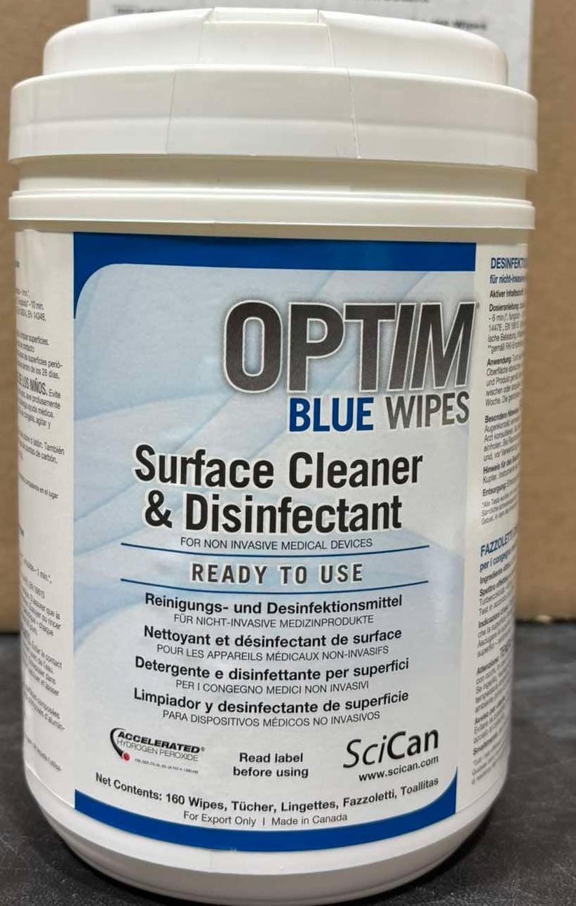 OPTIM BLUE WIPES (12 Tubs / Case)