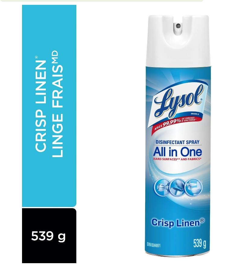Lysol All-in-One Disinfectant Spray, Crisp Linen, 539g