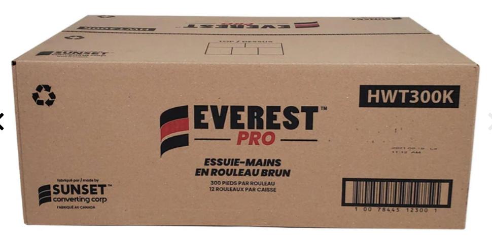 EVEREST 300ft Kraft Paper Hand Towel - 12 Roll in Case