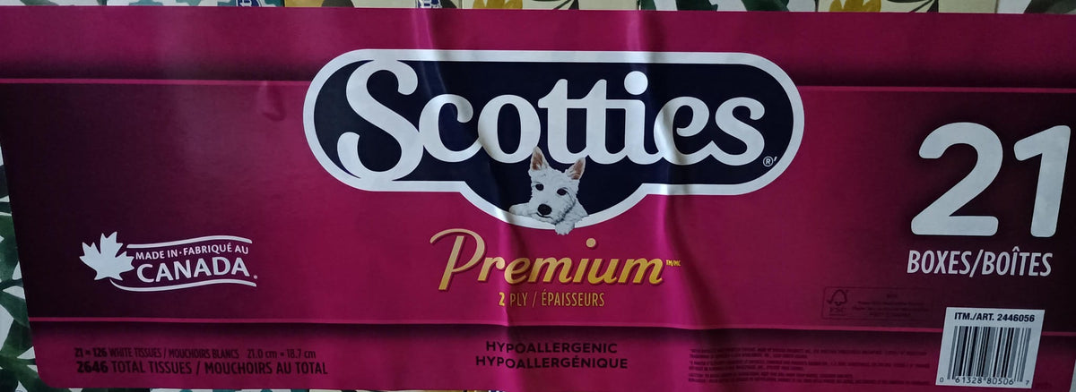 Facial Tissues Scotties Premium 2-Ply – 126 Tissues x 21 Boxes