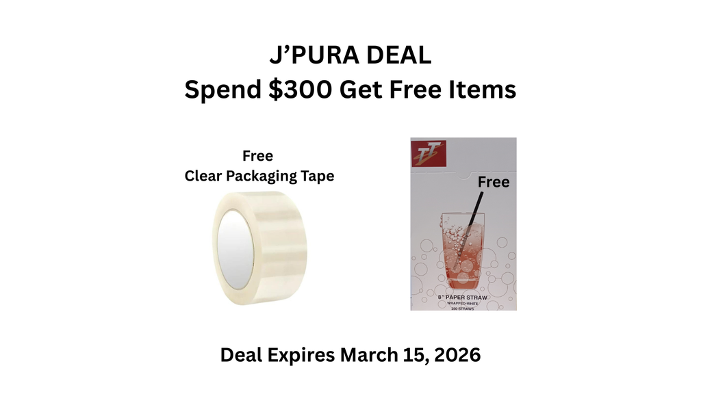 Free Gift with $300+ Purchase - Clear Packaging Tape & Paper Straws